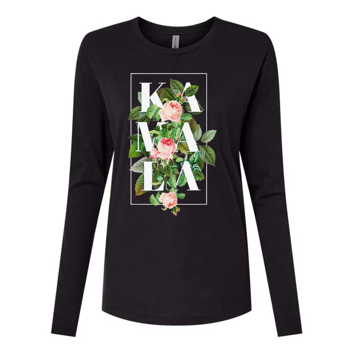 Floral Kamala Gift Womens Cotton Relaxed Long Sleeve T-Shirt