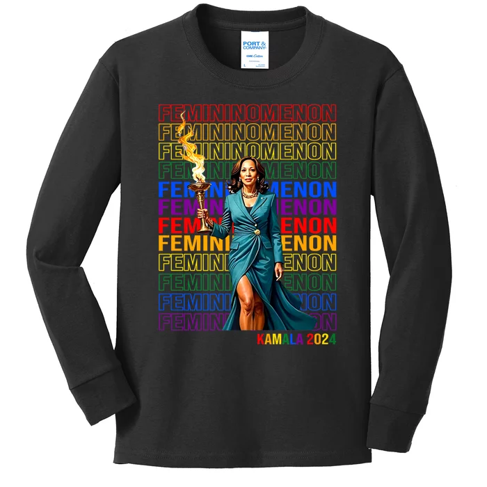 Femininomenon Kamala Harris 2024 Kids Long Sleeve Shirt