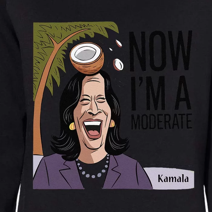 Funny Kamala Harris Now Moderate After Coconut Fell On Head Womens California Wash Sweatshirt