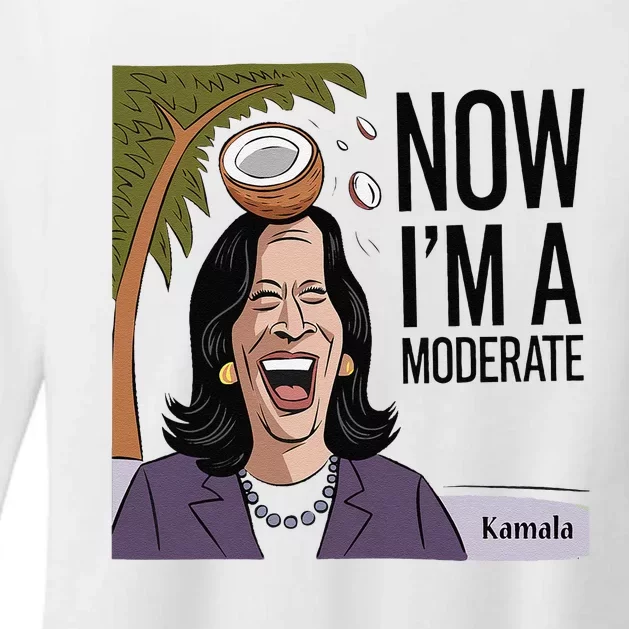 Funny Kamala Harris Now Moderate After Coconut Fell On Head Womens CVC Long Sleeve Shirt