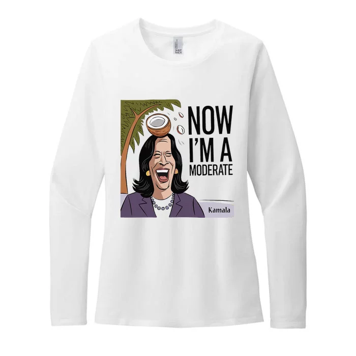 Funny Kamala Harris Now Moderate After Coconut Fell On Head Womens CVC Long Sleeve Shirt