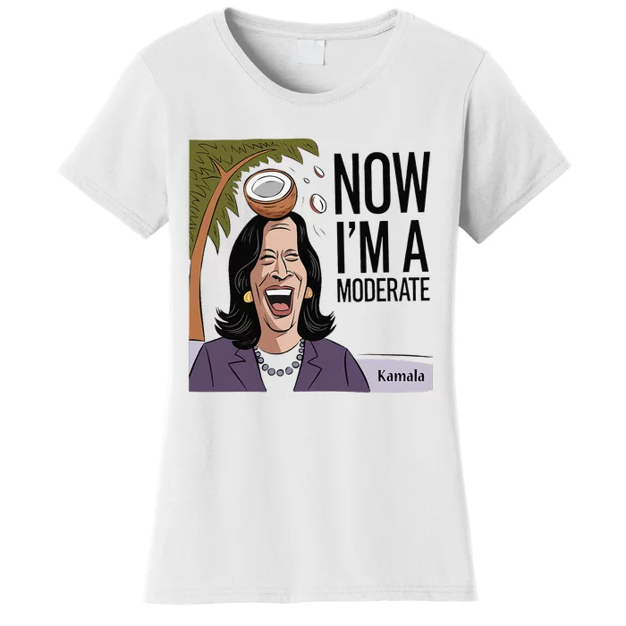 Funny Kamala Harris Now Moderate After Coconut Fell On Head Women's T-Shirt