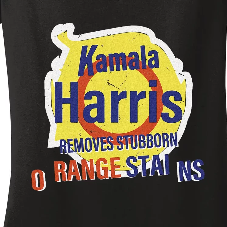 Funny Kamala Harris 2024 Removes Stubborn Orange Stains Women's V-Neck T-Shirt