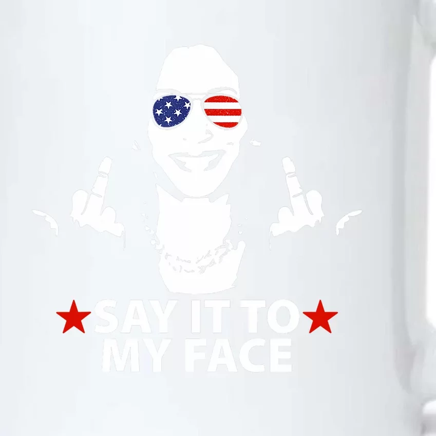 Funny Kamala Harris Middle Finger Say It To My Face 2024 Black Color Changing Mug