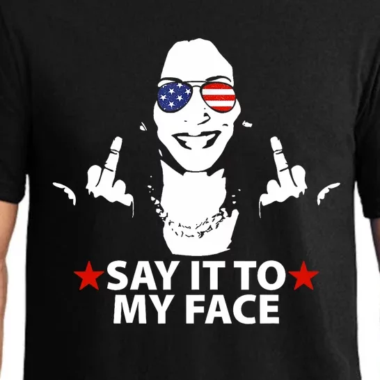 Funny Kamala Harris Middle Finger Say It To My Face 2024 Pajama Set