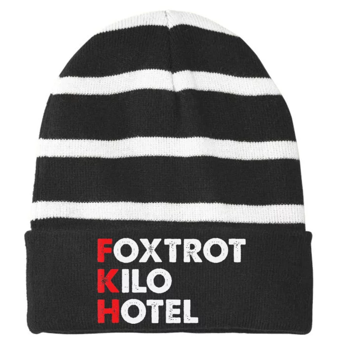 Foxtrot Kilo Hotel Fkh Funny Kamala Striped Beanie with Solid Band