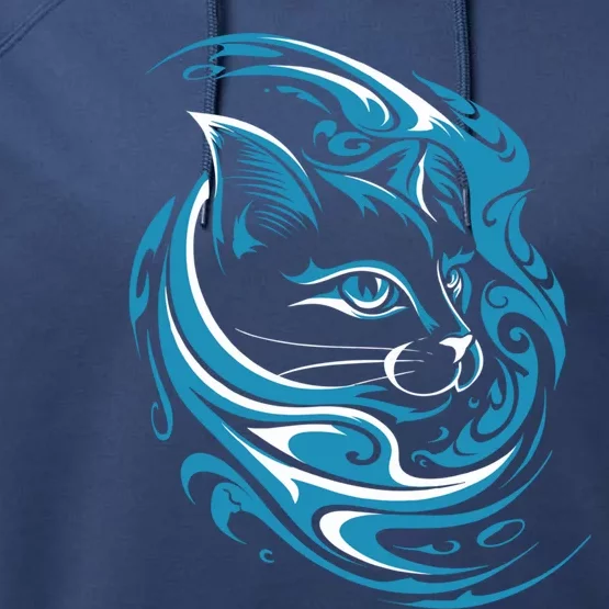 Funny Kamala Harris Cat Ladies Blue Cat Wave For Kamala Great Gift Performance Fleece Hoodie