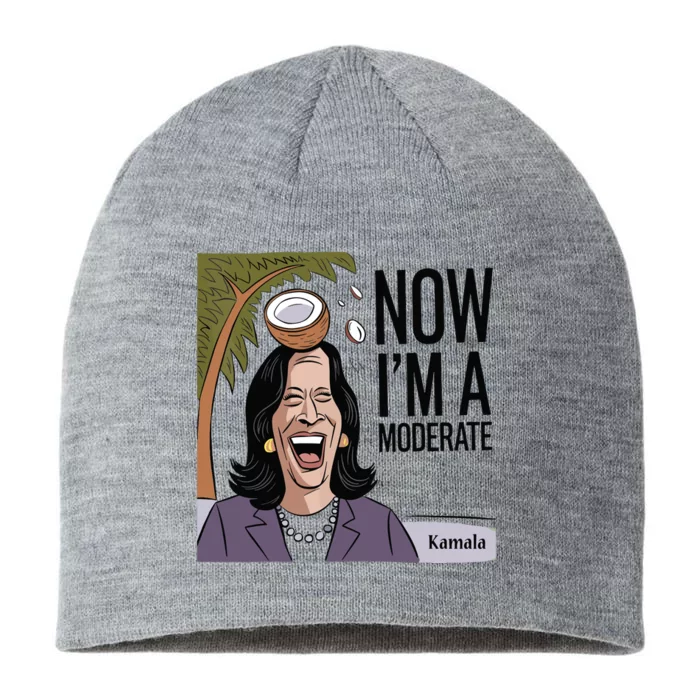 Funny Kamala Harris Now Moderate After Coconut Fell On Head 8 1/2in Sustainable Knit Beanie