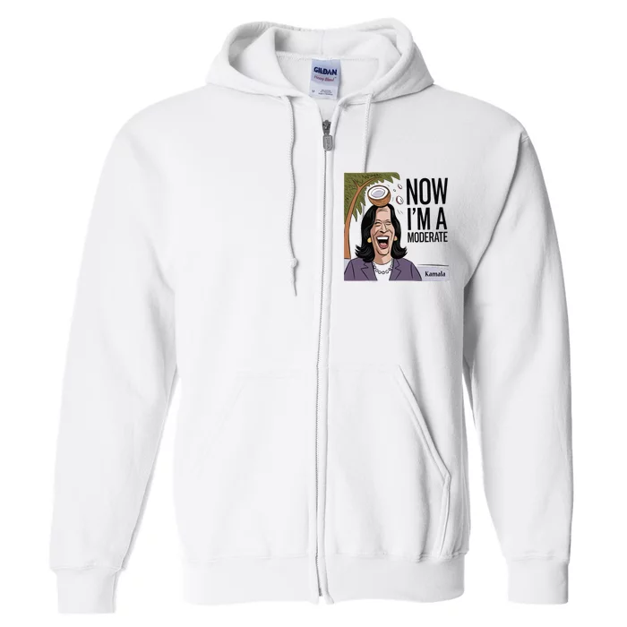 Funny Kamala Harris Now Moderate After Coconut Fell On Head Full Zip Hoodie