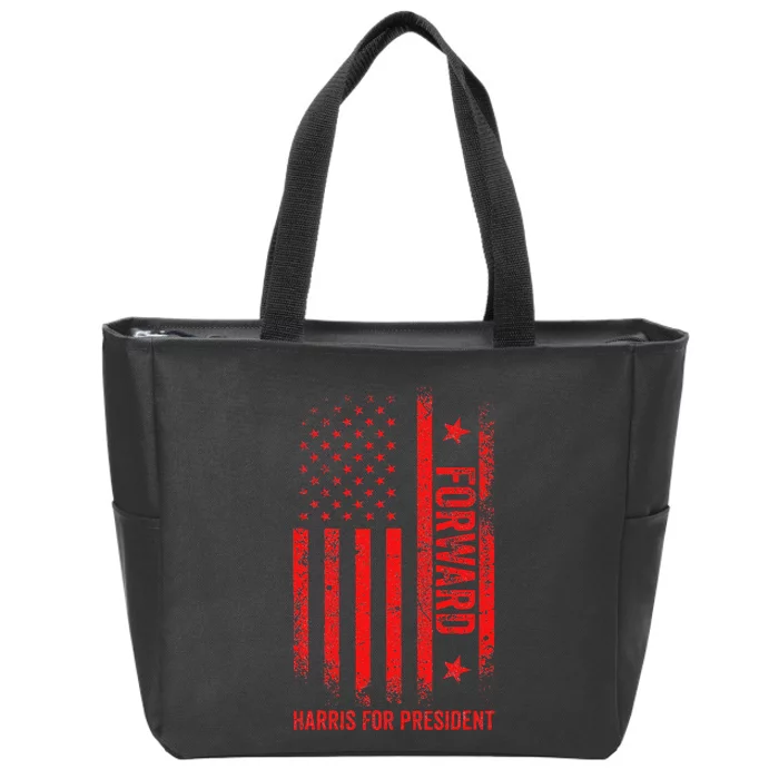 Forward Kamala Harris Usa Flag Democrat Vote Us Election Zip Tote Bag