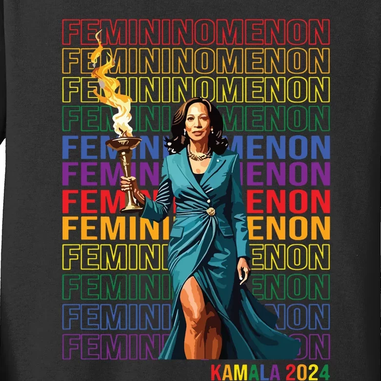 Femininomenon Kamala Harris 2024 Kids Long Sleeve Shirt