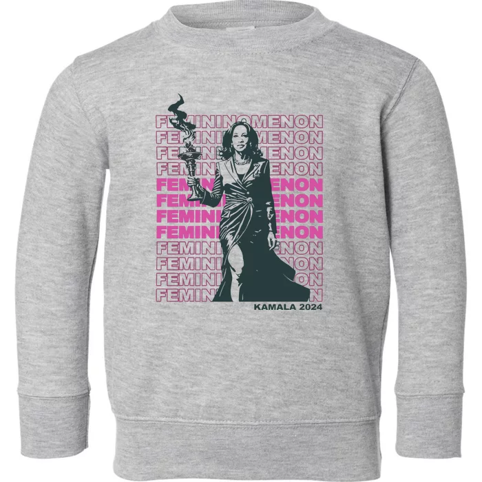 Femininomenon Kamala Harris Colorful Text Toddler Sweatshirt