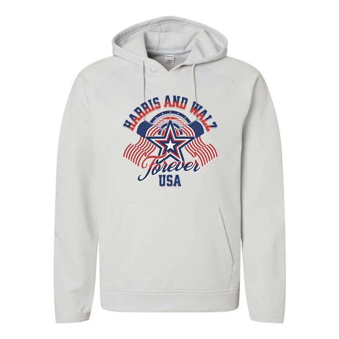 Forever Kamala Harris Tim Walz Waltz Performance Fleece Hoodie