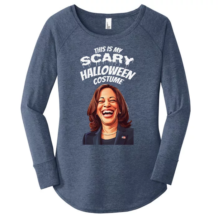 Funny Kamala Harris Scary Halloween Gag President Costume Women's Perfect Tri Tunic Long Sleeve Shirt