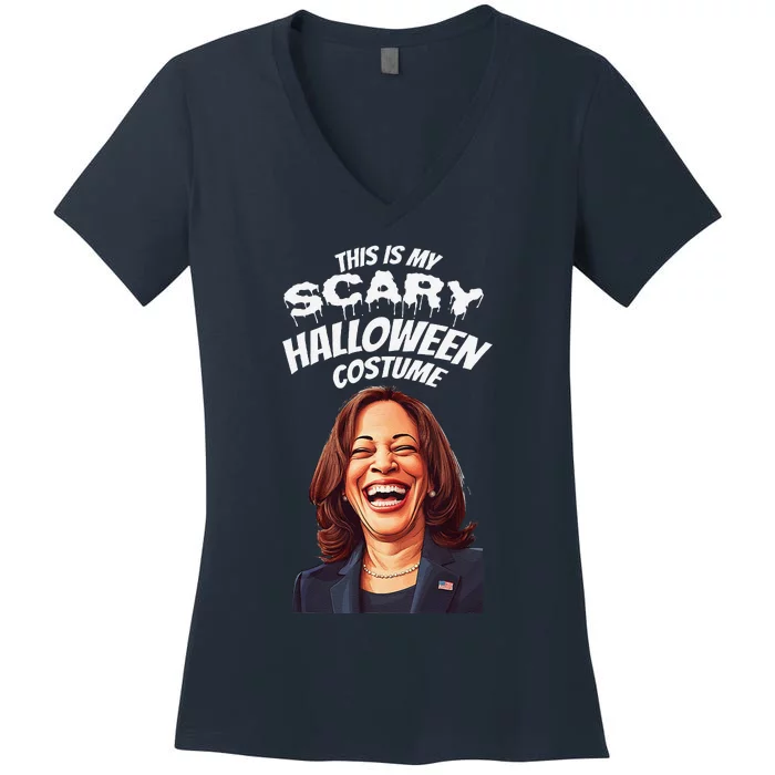 Funny Kamala Harris Scary Halloween Gag President Costume Women's V-Neck T-Shirt