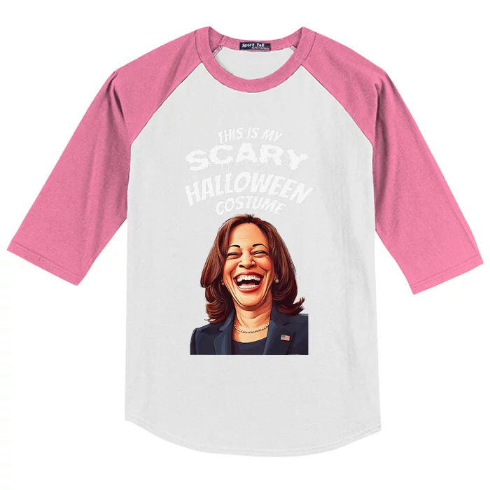 Funny Kamala Harris Scary Halloween Gag President Costume Kids Colorblock Raglan Jersey