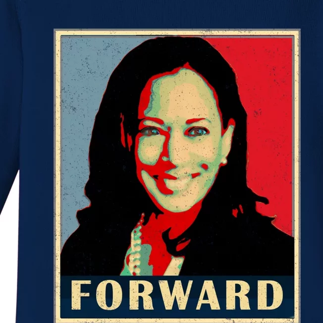 Forward Kamala Harris 2024 Retro Art For Harris Fans Cute Gift Baby Long Sleeve Bodysuit