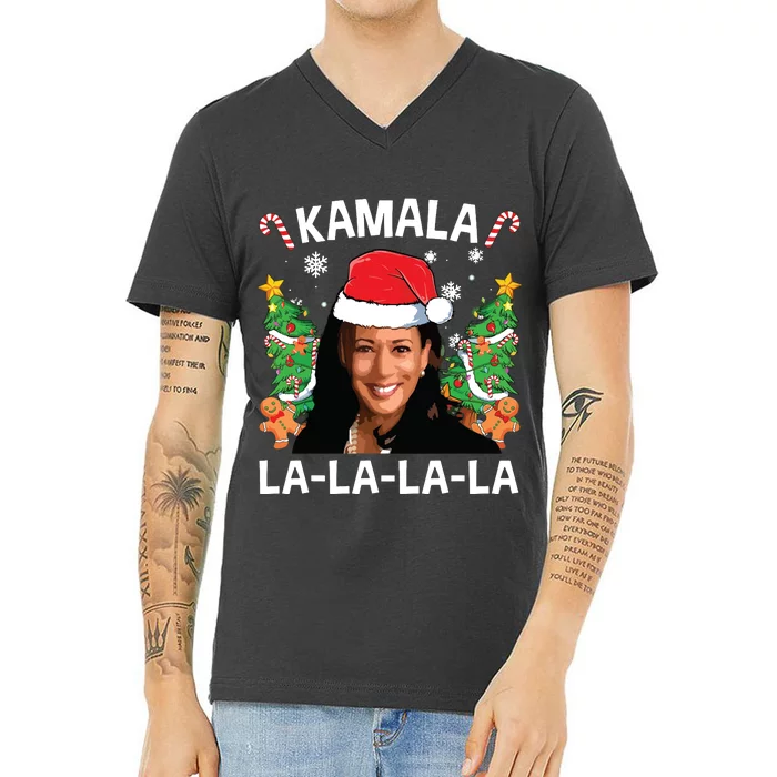 Funny Kamala Harris 2024 Christmas Comma La Xmas V-Neck T-Shirt