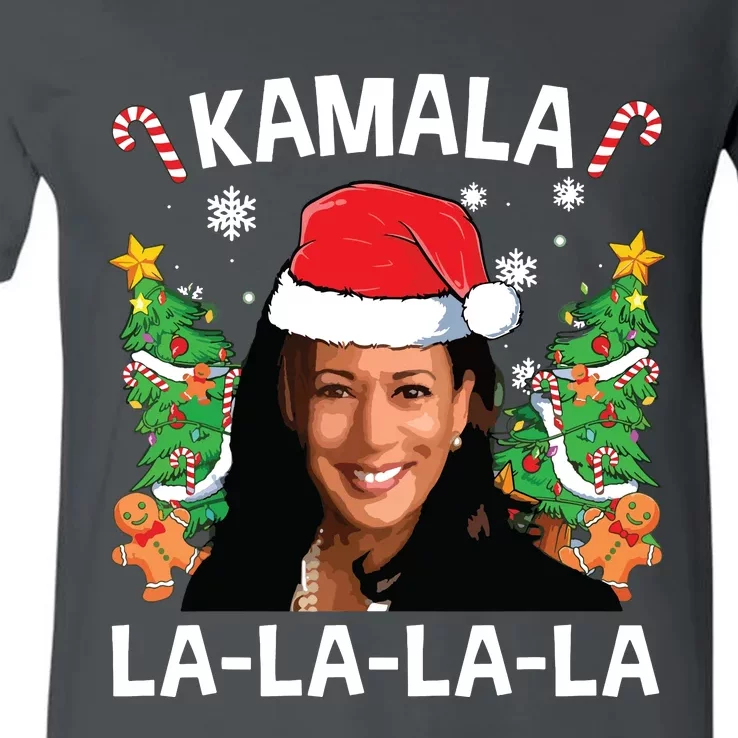 Funny Kamala Harris 2024 Christmas Comma La Xmas V-Neck T-Shirt