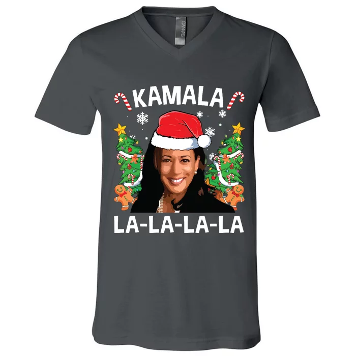 Funny Kamala Harris 2024 Christmas Comma La Xmas V-Neck T-Shirt