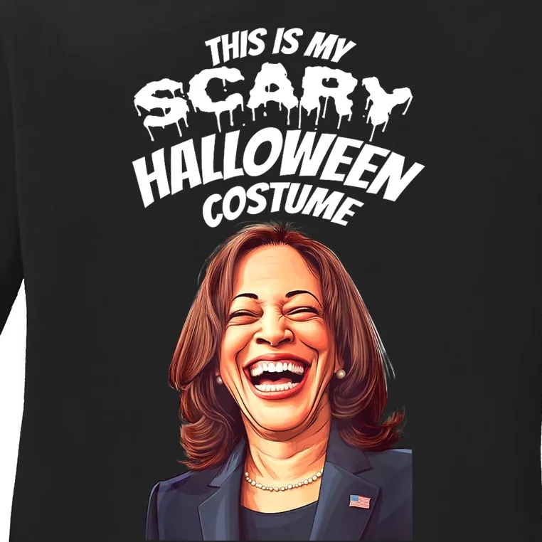 Funny Kamala Harris Scary Halloween Gag President Costume Ladies Long Sleeve Shirt