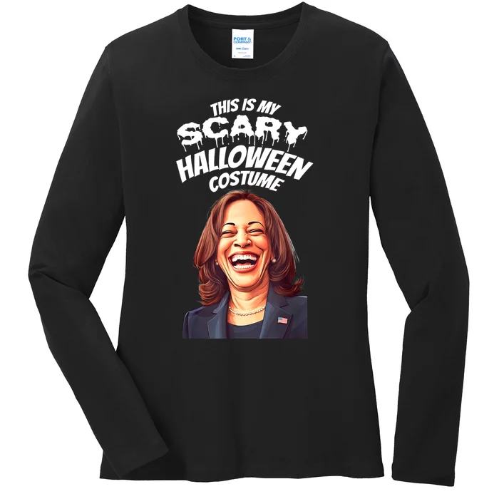 Funny Kamala Harris Scary Halloween Gag President Costume Ladies Long Sleeve Shirt