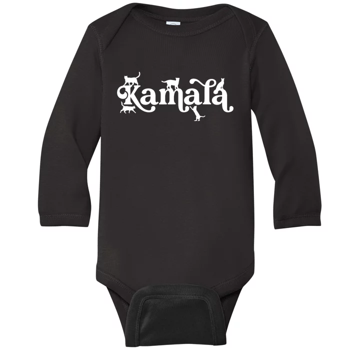 Funny Kamala Harris Cat Lettering Baby Long Sleeve Bodysuit