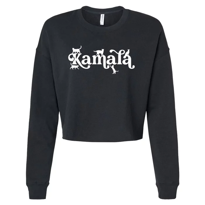 Funny Kamala Harris Cat Lettering Cropped Pullover Crew