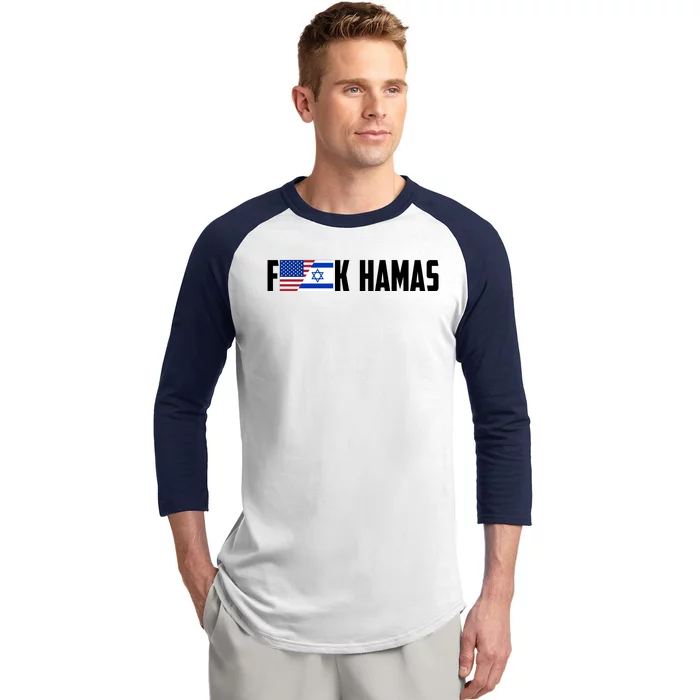 F K Hamas Pray For Israel Strong Usa And Israel Flag Baseball Sleeve Shirt