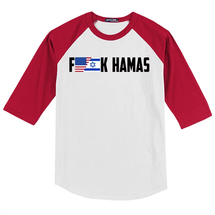 F K Hamas Pray For Israel Strong Usa And Israel Flag Kids Colorblock Raglan Jersey