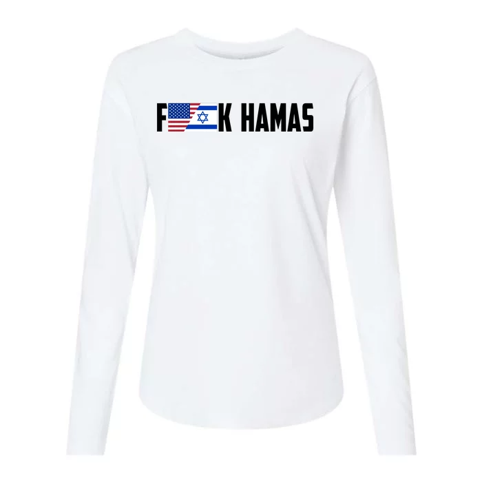 F K Hamas Pray For Israel Strong Usa And Israel Flag Womens Cotton Relaxed Long Sleeve T-Shirt