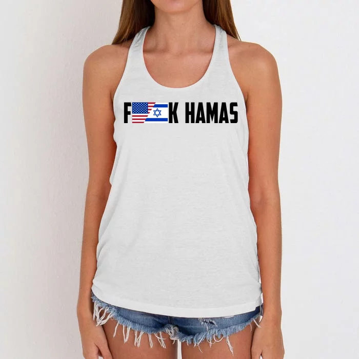 F K Hamas Pray For Israel Strong Usa And Israel Flag Women's Knotted Racerback Tank