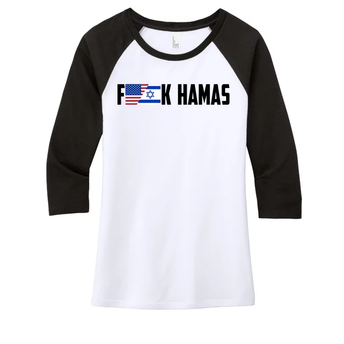 F K Hamas Pray For Israel Strong Usa And Israel Flag Women's Tri-Blend 3/4-Sleeve Raglan Shirt