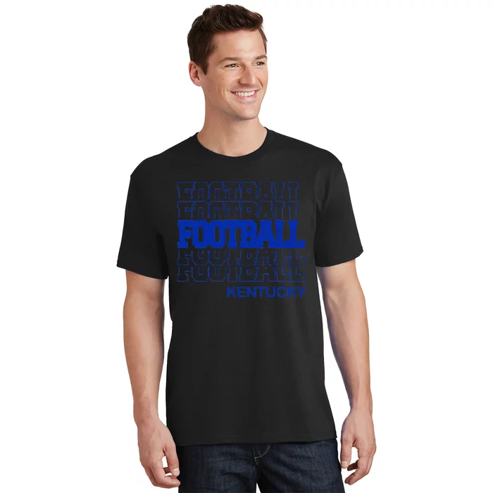 Football Kentucky In Modern Stacked Lettering T-Shirt