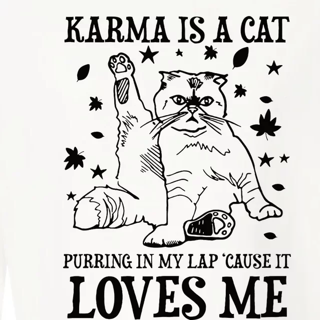 Funny Karma Is A Cat Purring In My Lap Cause It Loves Me Cropped Pullover Crew