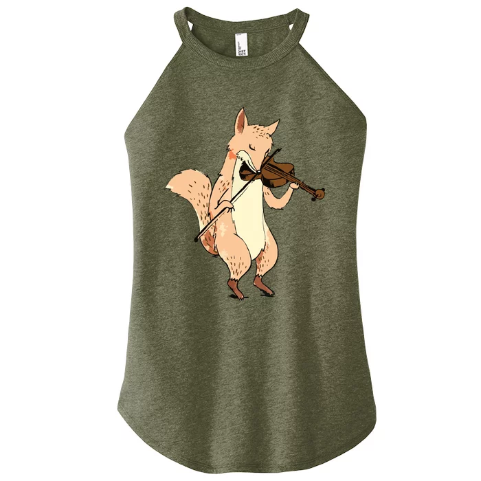 Fox Keeper Instrument Violin Wildlife Musician Music Lover Women’s Perfect Tri Rocker Tank