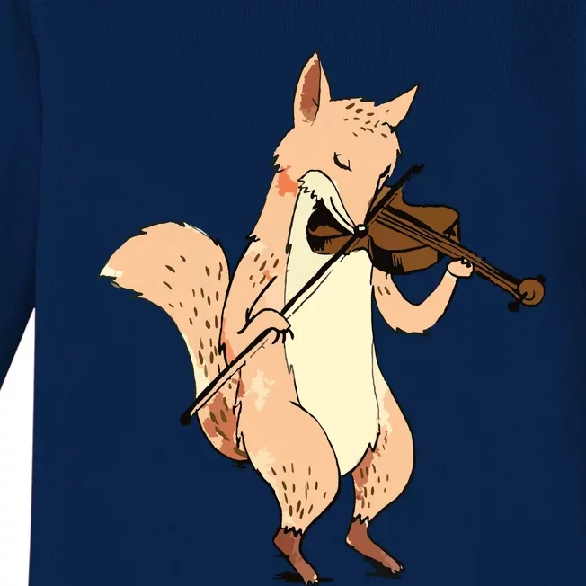 Fox Keeper Instrument Violin Wildlife Musician Music Lover Baby Long Sleeve Bodysuit