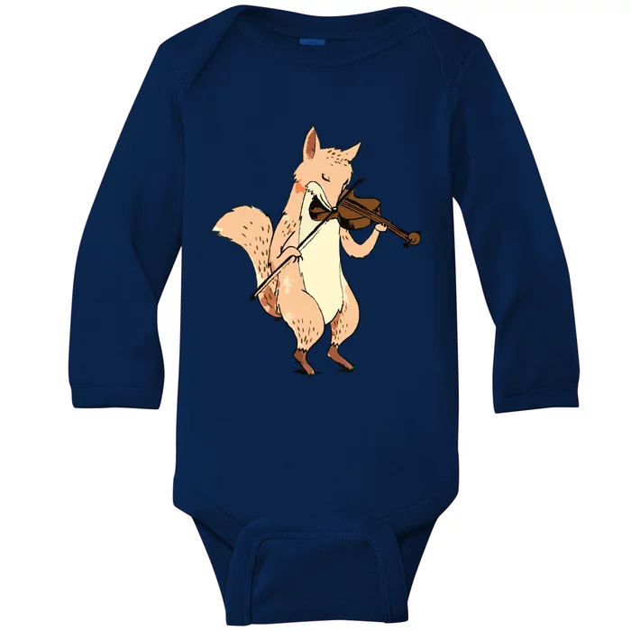 Fox Keeper Instrument Violin Wildlife Musician Music Lover Baby Long Sleeve Bodysuit