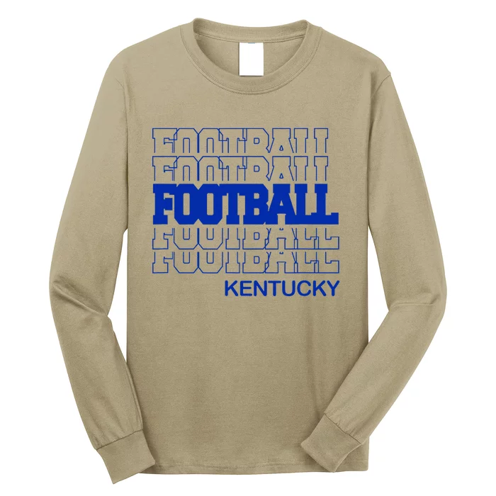 Football Kentucky In Modern Stacked Lettering Long Sleeve Shirt