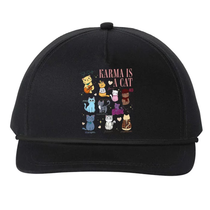 Funny Karma Is A Cat Funny Cat Music Concert Gift For Christmas Gifts Music Co Snapback Five-Panel Rope Hat