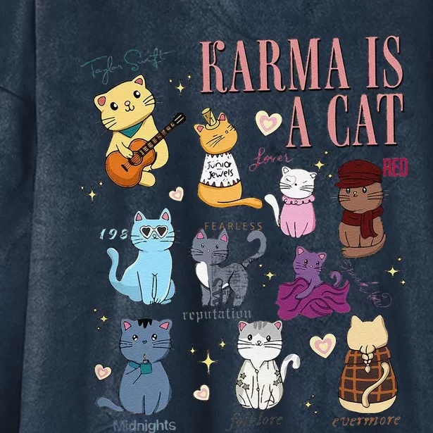 Funny Karma Is A Cat Funny Cat Music Concert Gift For Christmas Gifts Music Co Hooded Wearable Blanket