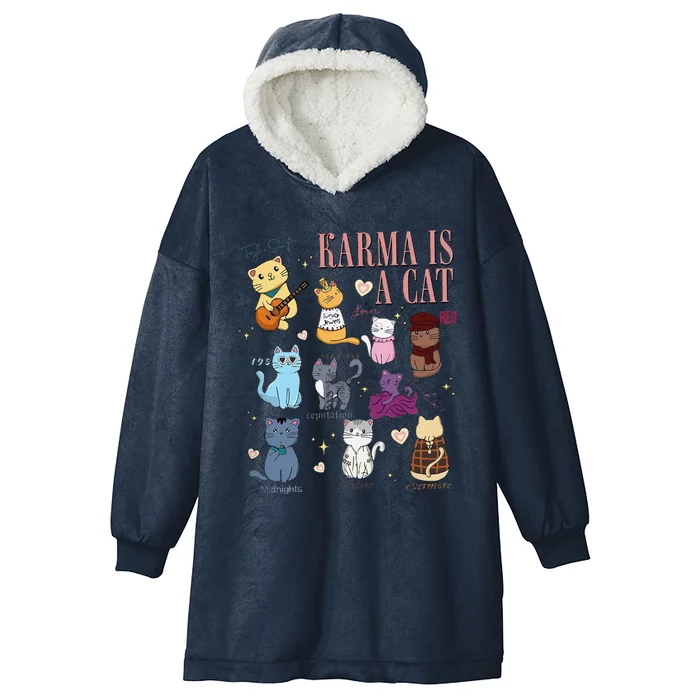 Funny Karma Is A Cat Funny Cat Music Concert Gift For Christmas Gifts Music Co Hooded Wearable Blanket