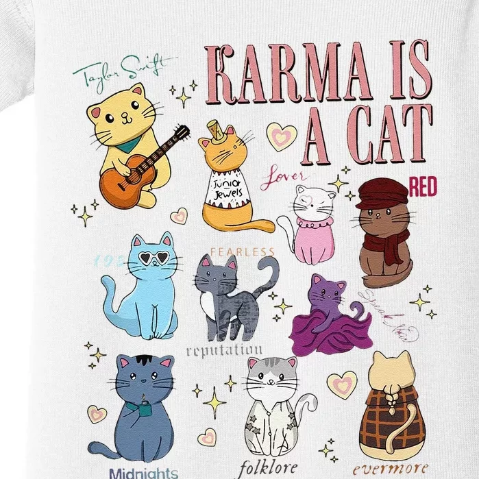 Funny Karma Is A Cat Funny Cat Music Concert Gift For Christmas Gifts Music Co Baby Bodysuit