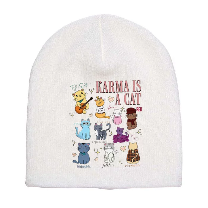 Funny Karma Is A Cat Funny Cat Music Concert Gift For Christmas Gifts Music Co Short Acrylic Beanie