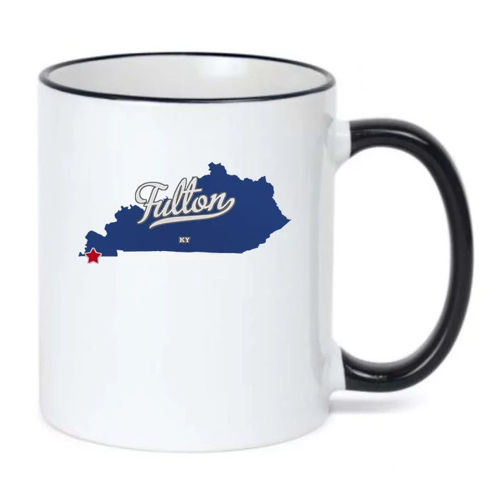 Fulton Kentucky Ky Map Black Color Changing Mug