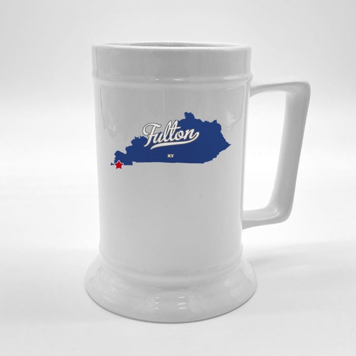 Fulton Kentucky Ky Map Front & Back Beer Stein