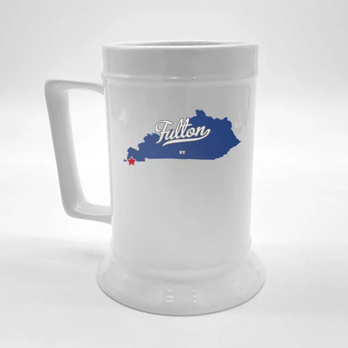 Fulton Kentucky Ky Map Front & Back Beer Stein