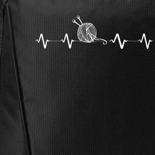 Funny Knitting Knitter Yarn Heartbeat City Backpack