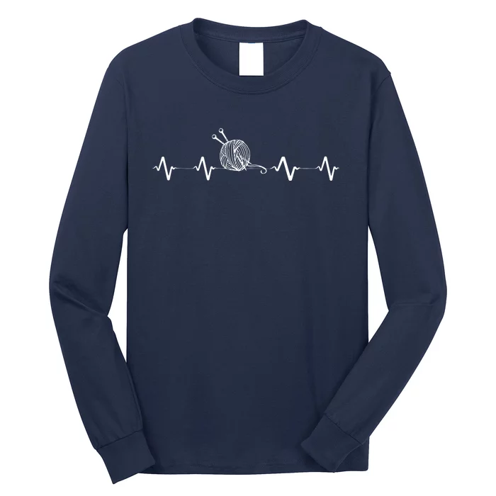 Funny Knitting Knitter Yarn Heartbeat Long Sleeve Shirt