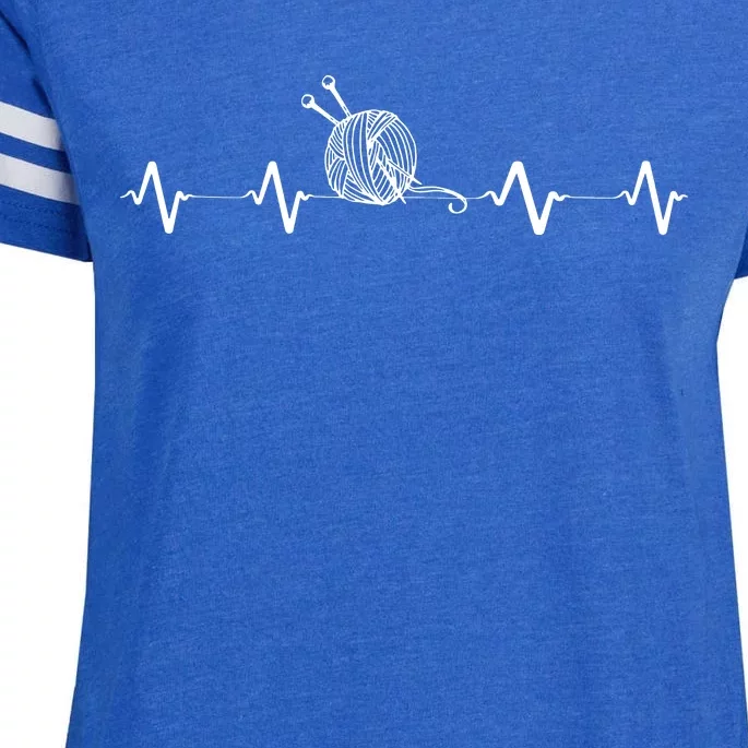 Funny Knitting Knitter Yarn Heartbeat Enza Ladies Jersey Football T-Shirt